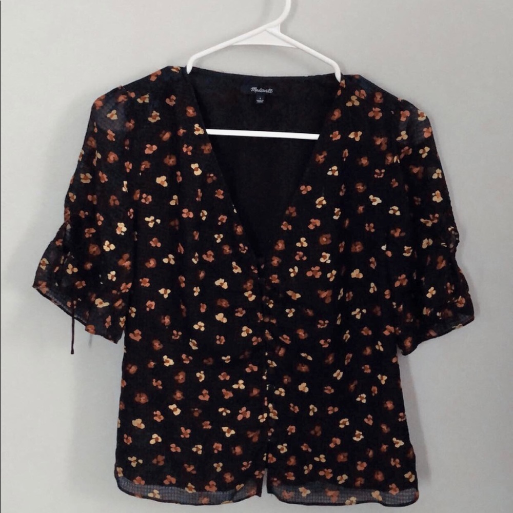 Madewell Black Floral Top! Size 4